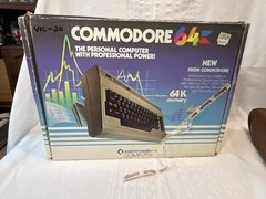 Commodore 64 Console + 1541 Disk Drive + Box/Accessories: Powers On – No Video