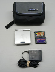 Nintendo Gameboy Advance SP Silver Handheld System Console Bundle