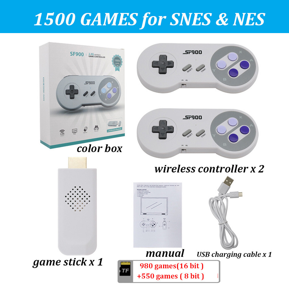 Video Arcade Game Console 2.4G Wireless Controller HD Stick Built in 4700+ Games