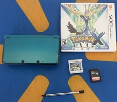 Nintendo 3DS CTR-001 Aqua Blue w/ Pokémon X Game, 32GB SD Card, Stylus & Charger