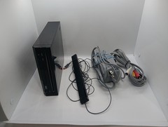 Nintendo Wii Black Console RVL-101 with Sensor Bar & Cables TESTED NO CONTROLLER