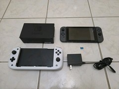 Nintendo Switch HAC-001 + Power Cable, Dock, Nitro Deck, & 256 GB Micro SD
