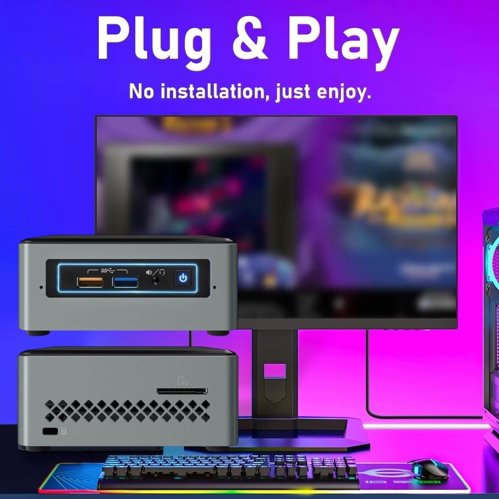 Custom Arcade Gaming Mini NUC PC Console 4-CORES 500GB WiFi/BT A/C AD Loaded 🕹️