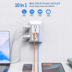 US Multi Socket Wall Socket with 6 AC Outlets 4 USB Port(2 Type C), Universal Pl