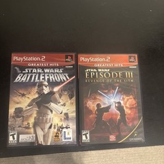 PS2 Slim Console – Tested-Working, 2 Controller & Star Wars Game Bundle
