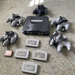 N64 Console + Expansion Pack + 5 Controllers Oem Nintendo + 4 Games UNTESTED