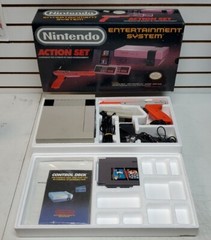 NES Action Set Complete w/Console Orange Zapper Duck Hunt Mario Bros & More READ