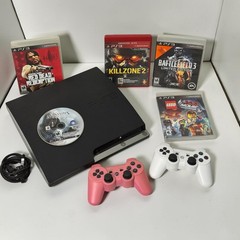 Sony PS3 Slim Console Bundle 2 Controller 5 Games Clean and TESTED