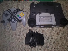 Nintendo 64 Console + Controller w Mario Kart, Box, Styrofoam Vintage N64 System