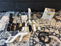 Nintendo Wii console bundle Controllers 14 Games And Various Cords (Not Tested)