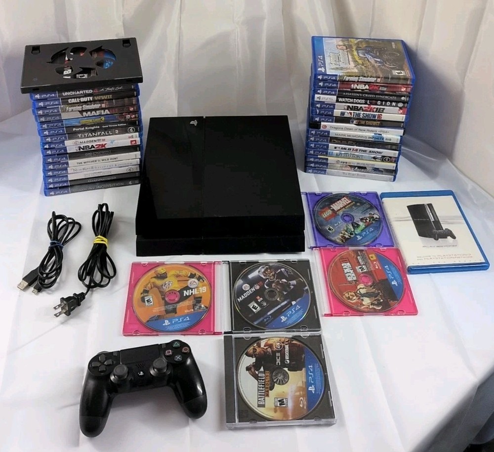 Sony Playstation 4 PS4 Console Bundle 500GB CUH-1115A w/ Controller & 37 Games!