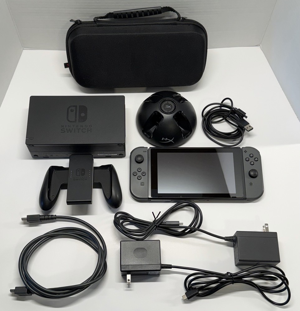 Nintendo Switch Console w/ Case, Dock, 2x USB-C Cable, Grip, Hyper X Joycon Dock