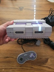 Super Nintendo Console Complete SNES System W/ 3rd Party Controller & OEM Plugs