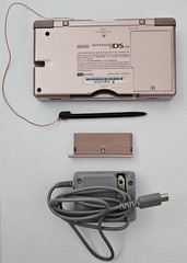 Nintendo DS Lite Nintendogs Console Metallic Rose with charger and extras