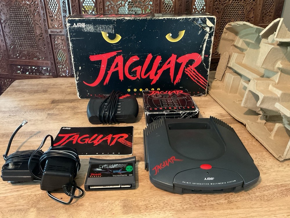 Vtg Atari Jaguar Console & Controller Box CIB Cybermorph Game Bundle Works
