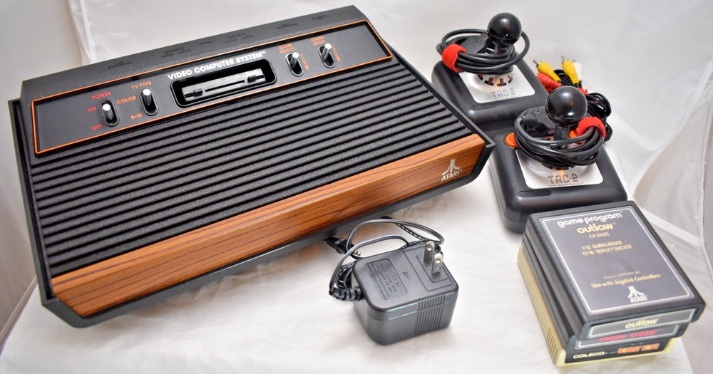 Atari 2600 4 Switch RCA A/V Mod Console 3 Games 2 Joysticks Bundle