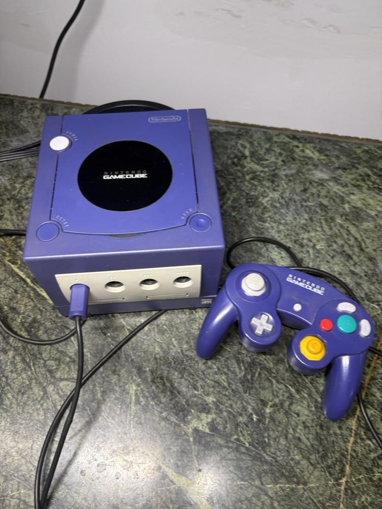 Nintendo GameCube Indigo Console Bundle OEM Controller Cords Tested Working