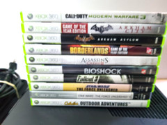 Xbox 360 S Console Bundle with Controller & 10 Games Tested Very Good Condition