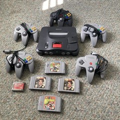 N64 Console + Expansion Pack + 5 Controllers Oem Nintendo + 4 Games UNTESTED