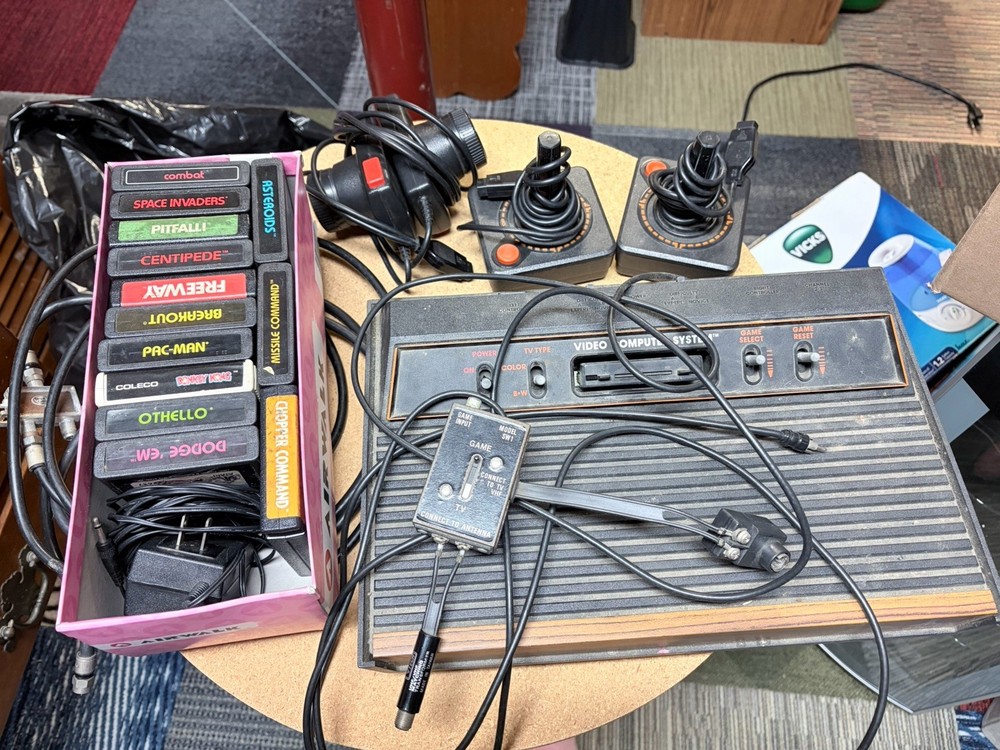 Vintage Atari CX 2600 Darth Vader Console Bundle UNTESTED w/13 Games & 2 Joystic