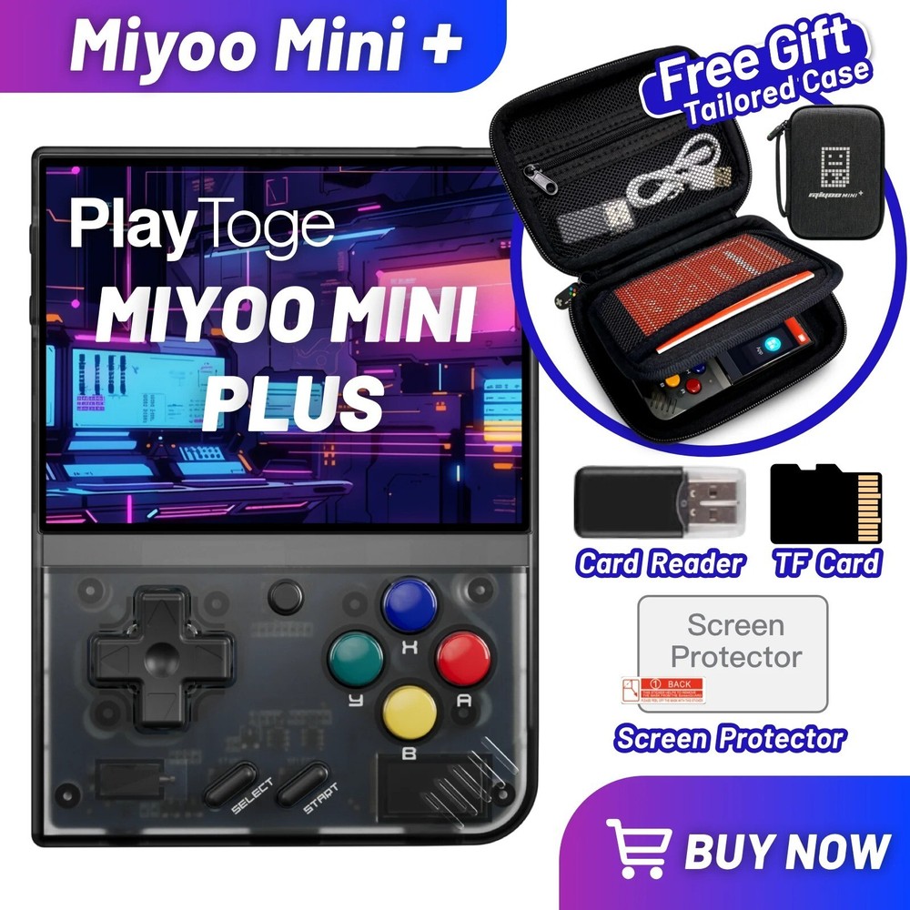 Miyoo Mini Plus Retro handheld Console 128GB OnionOS WiFi Easy Net Play – Black