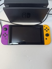 Nintendo Switch Console Bundle Neon Purple Yellow Joy-Cons Dock Charger Tested