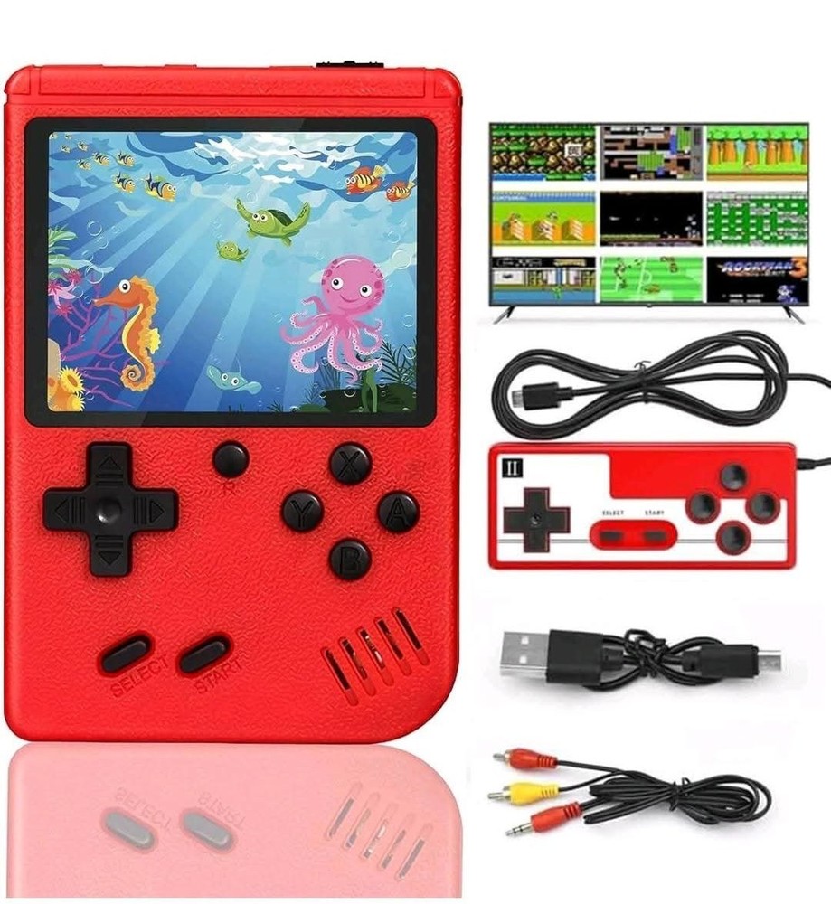 Game Box 3″ 8-Bit 500 Classic Handheld Console Red TV Gamepad Fun Mario Game