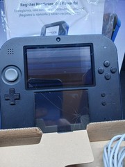 Nintendo 2DS Electric Blue Console Open Box Complete Broken Cracked Screen