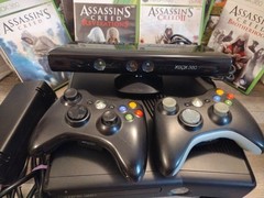 Microsoft Xbox 360 S Black Console Model #1439 Bundle With 10 Games