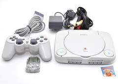 Sony PS One Console Controller Cable Pocket Station Clear Set Tested Good Japan