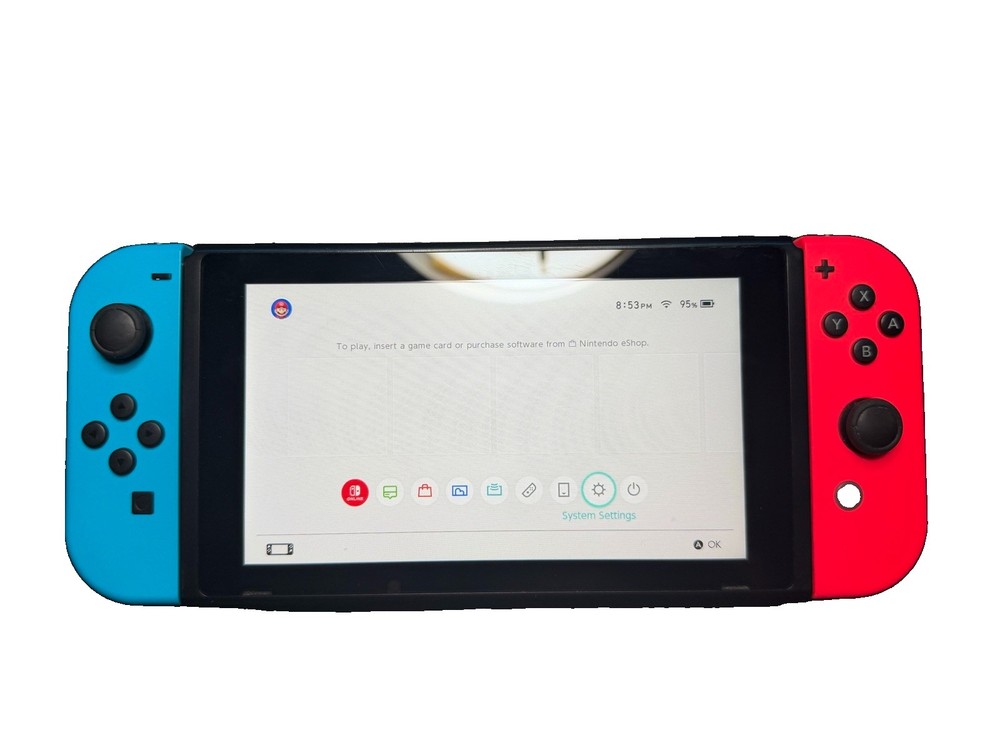 Nintendo Switch V2 Game Console – Black (HAC-001(-01) w/ OEM Blue/Red Joycon