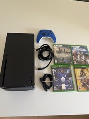 Microsoft Xbox Series X Console 1TB Bundle Blue Controller 4 Games Light Use