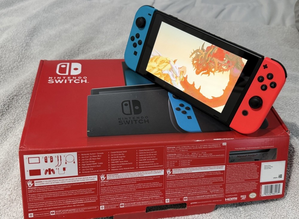 Nintendo Switch 32GB Handheld Console – Neon Red/Neon Blue with 400gb Micro Sd.