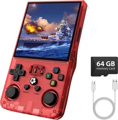 Portable retro handheld game console with open-source OS and ample storage