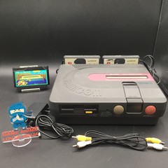 Sharp Twin Famicom Console System Black New Belt AN-500B Japanese Tested