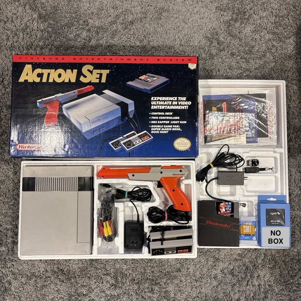 Nintendo NES Action Set Console – Blue Box Version – Complete In Box – Tested