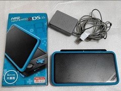New Nintendo 2DS LL Console, Black x Turquoise, with Original Charger
