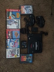 Sega Genesis Model 1 System Console with 2 Controllers + 8 Games Tested/Working