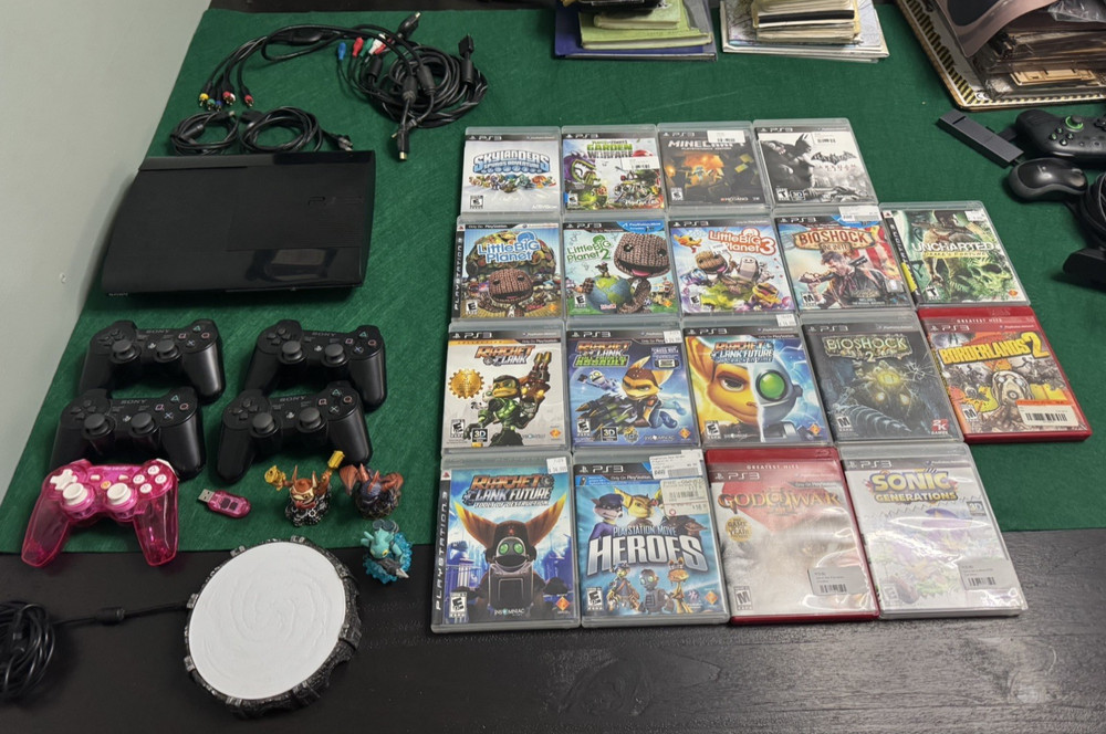 PS3 Super Slim Console, Games, Controllers, and Skylanders – All Works Great