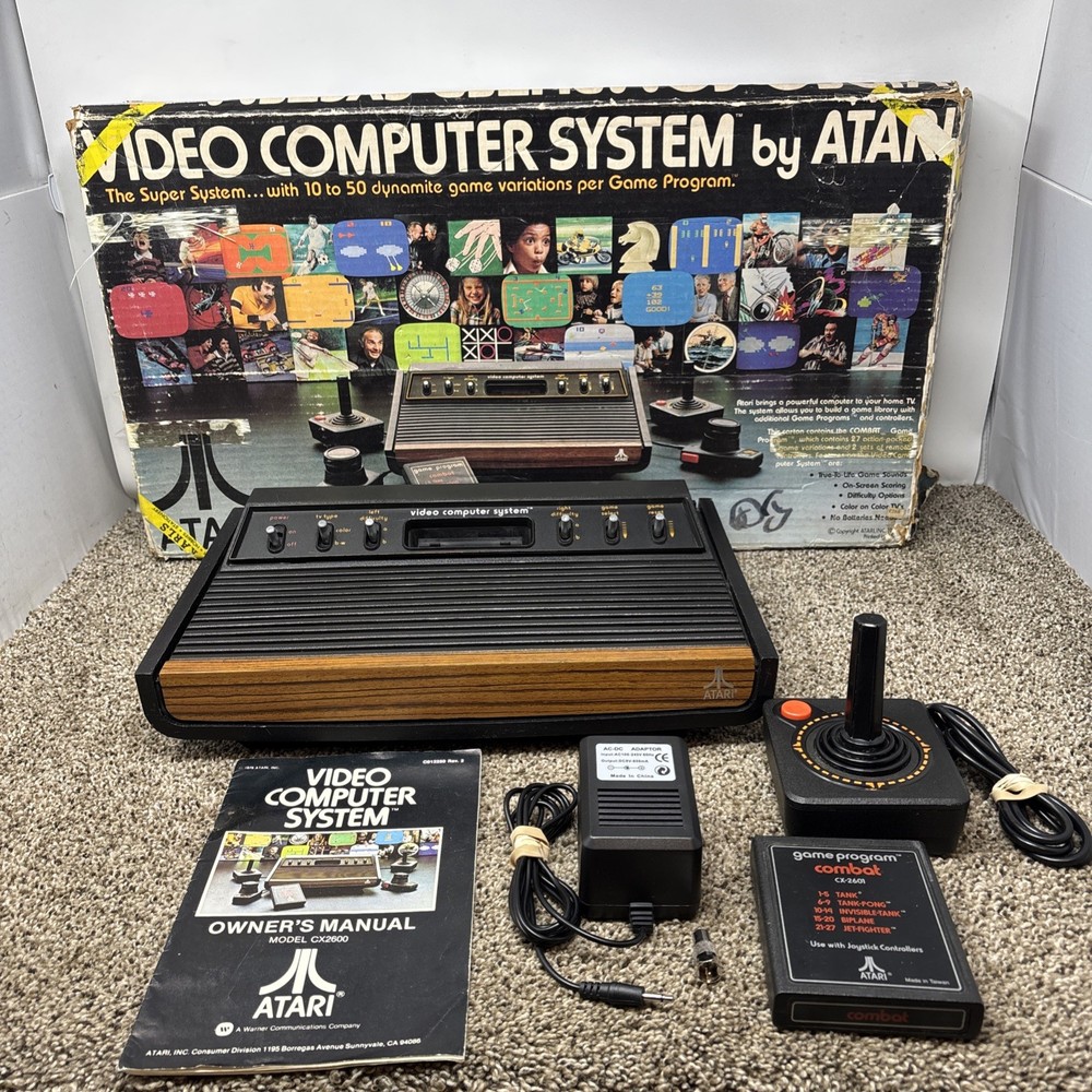 Atari 2600 Heavy Sixer Console In Box Chess Piece Box Tested Works Bundle