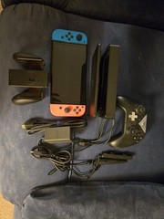 Nintendo Switch OLED Bundle W/2 Controllers, 3 Digital Mario games- USED In Box