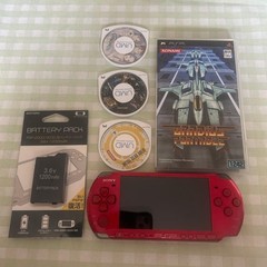 Sony PSP-3000 Red Console w/ 4 Games 1200mAh Battery Tested