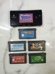 Nintendo Game Boy Micro Handheld Console Black OXY-001 With 6 Authentic Games