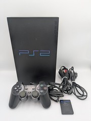 PS2 PlayStation 2 Console Flat Black SCPH-30000 With Memory Card Japanese Tested