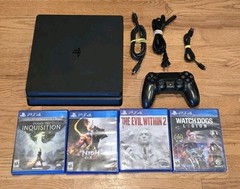 Sony PlayStation 4 Pro PS4 1TB Console Black With Controller And 4 Games