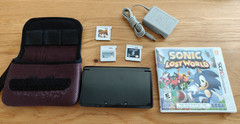 Nintendo 3DS- CTR-001 Black, Charger, Case, 4 Games Sonic Mario x2 – SUPER CLEAN