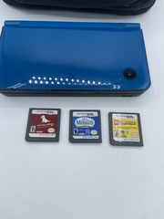 Nintendo DSi XL Handheld System With Charger Case And Games Midnight Blue Tested