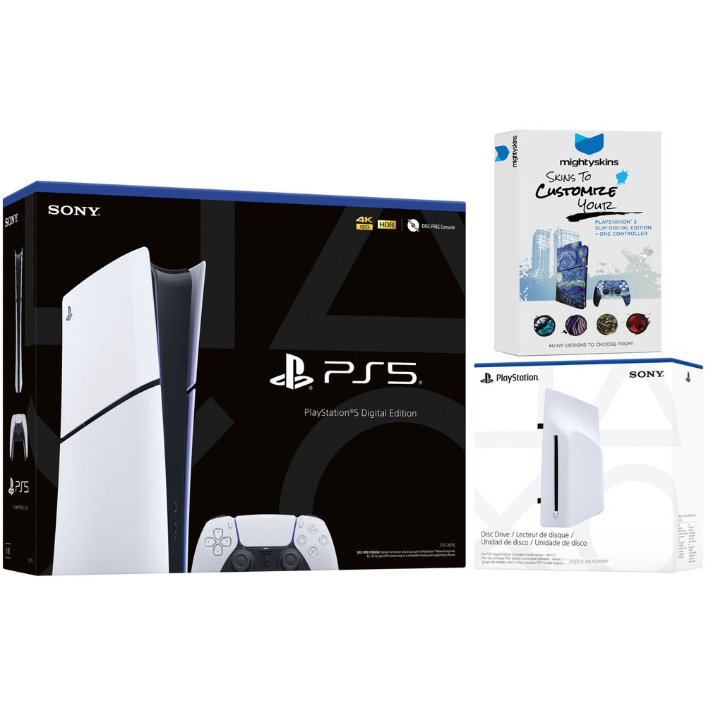 Sony PlayStation 5 Slim Digital Bundle with Disc Drive and MightySkins Code