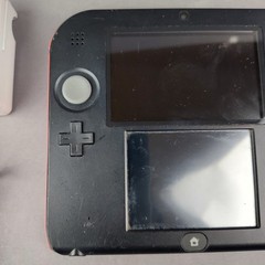 Nintendo 2DS Black/Red Handheld Console w/ Charger, Stylus, and 4 Games Tested