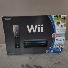 NEW Nintendo Wii With Wii Sports + Wii Sports Resort Black Console System Bundle